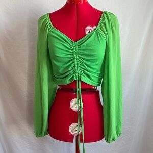 SHEIN cropped puff shoulder front tie top